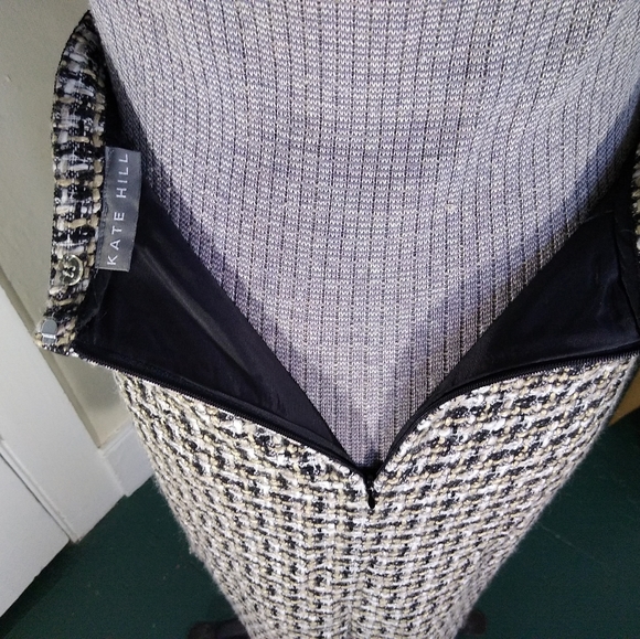KATE HILL Black White and Tan Tweed Skirt Suit - Picture 6 of 6